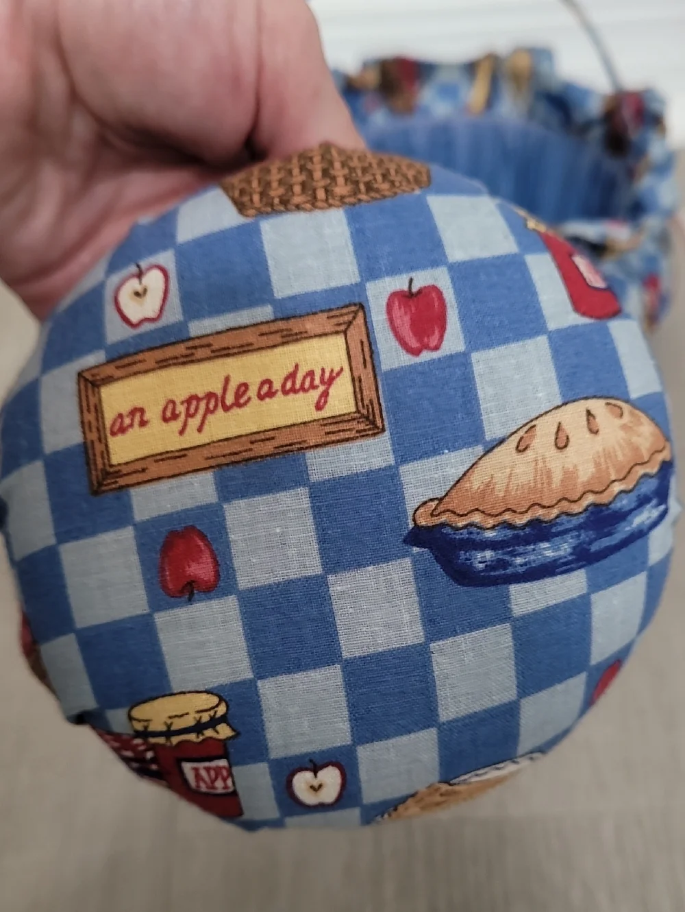 Vintage Apple Fabric Basket Set Cottagecore Teacher Gift Apple Pie Decor